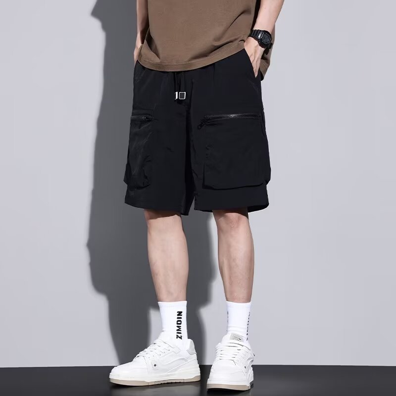 Shawn Yue, pantalones cortos de trabajo, pantalones cortos de seda de hielo de cinco puntos de estilo fino de verano para hombres, sueltos y transpirables