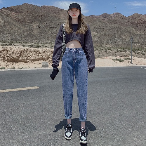 Women's Summer High-Waisted Vintage Straight Leg Loose Bootcut Denim Shorts with Hidden Cuffs, Long Inseam Pants