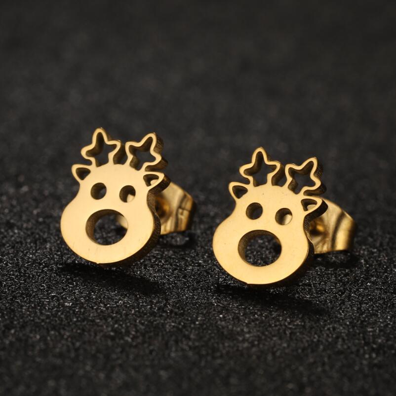 8g Weight PVD Coated Gold Plating Process PVD Coated 18K Gold Real Gold Plated Animal 304 Stainless Steel Waterproof Non Tarnish Ear Studs