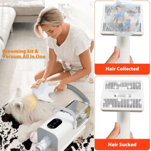 Cross-Border Multifunctional Pet Grooming Machine, All-In-One Hair Combing and Blowing Machine, Hair Trimmer, Dual-Purpose Blowing and Suction, Removes Loose Hair
