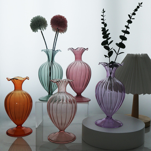 Elegant and Minimalist Glass Vase with Vintage Style, Large belly, suitable for living room, home, study, bedside decoration, lily.