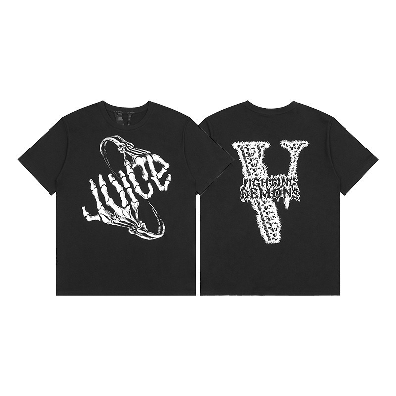 外単VLONE FOG潮牌大v字母Logo桜半袖スケッチ刺繍唇印落書きプリントtシャツ|undefined