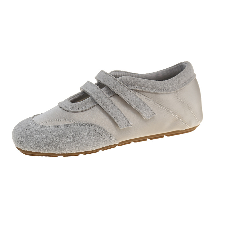 Velcro retro punta redonda boca baja zapatos individuales mujer 2025 nuevos zapatos de entrenamiento alemán con falda de fondo plano Doudou abuela marea