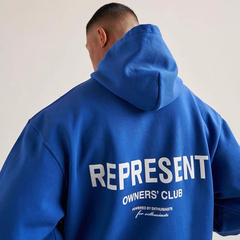 Represent Track Small Label Letters Pure Cotton American Sweatshirt Printed High Street Loose Hoodie for Men and Women Couples