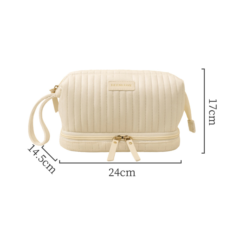 Nuevo paquete de maquillaje de terciopelo holandés transfronterizo de doble capa bolsa de maquillaje de viaje bolsa de maquillaje de gran capacidad bolsa de maquillaje de maquillaje de almacenamiento