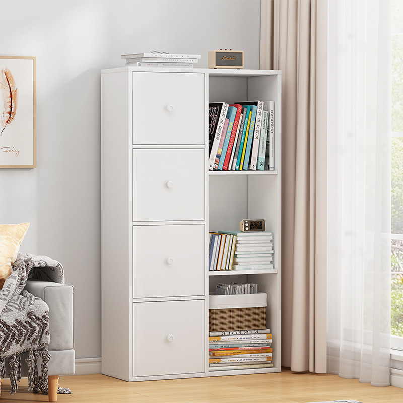 Estantería simple, estantería de piso a techo, dormitorio de estudiantes, escritorio para el hogar, almacenamiento, gabinete combinado pequeño y estrecho de gran capacidad