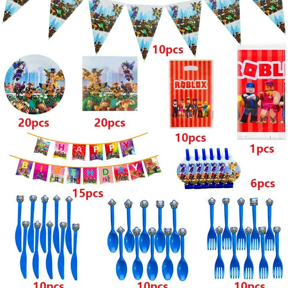 En stock suministros de decoración de fiesta transfronteriza mundo virtual plato de papel taza de papel tapa de papel suministros de fábrica