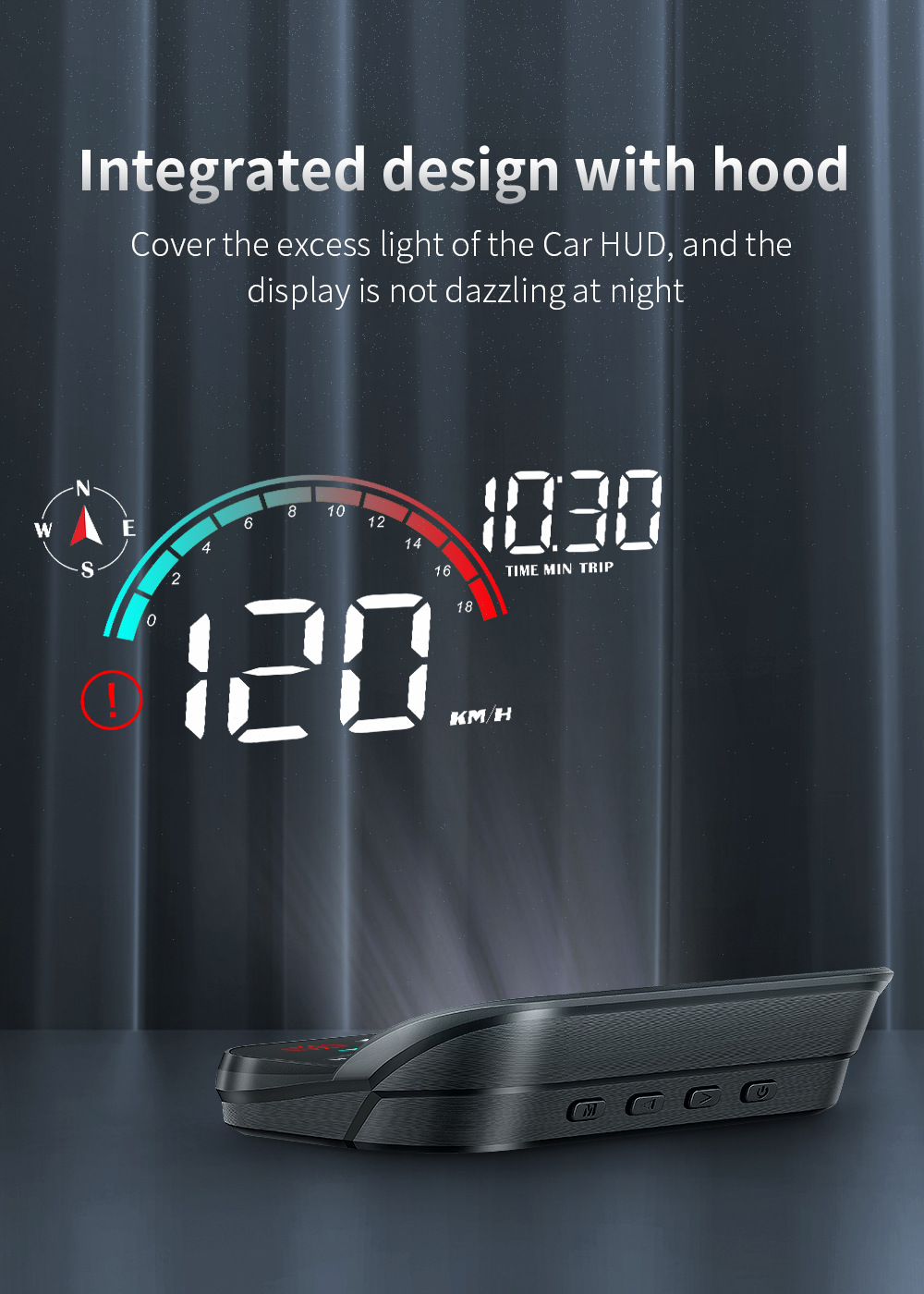 M22 Car-Mounted Hud Head-Up Display Universal for Cars, Beidou Satellite Speed Detector, Multifunctional Portable Screen