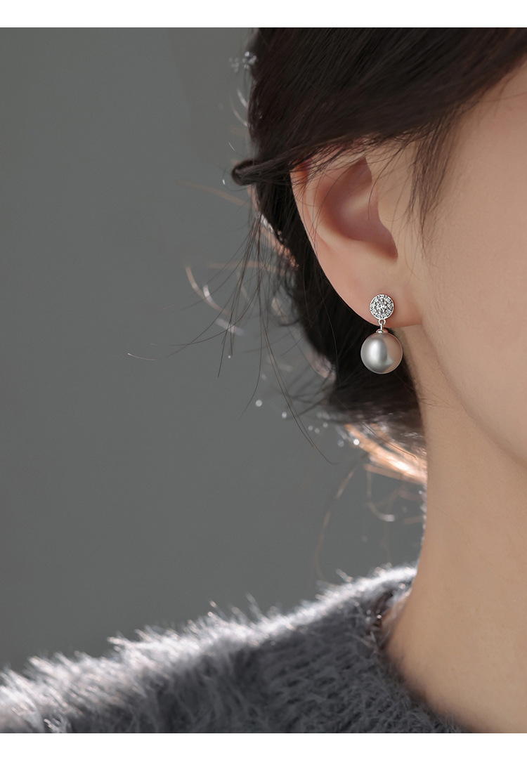 925 Sterling Silver Material 1 Pair 925 Sterling Silver Pearl Zircon Geometric Drop Earrings