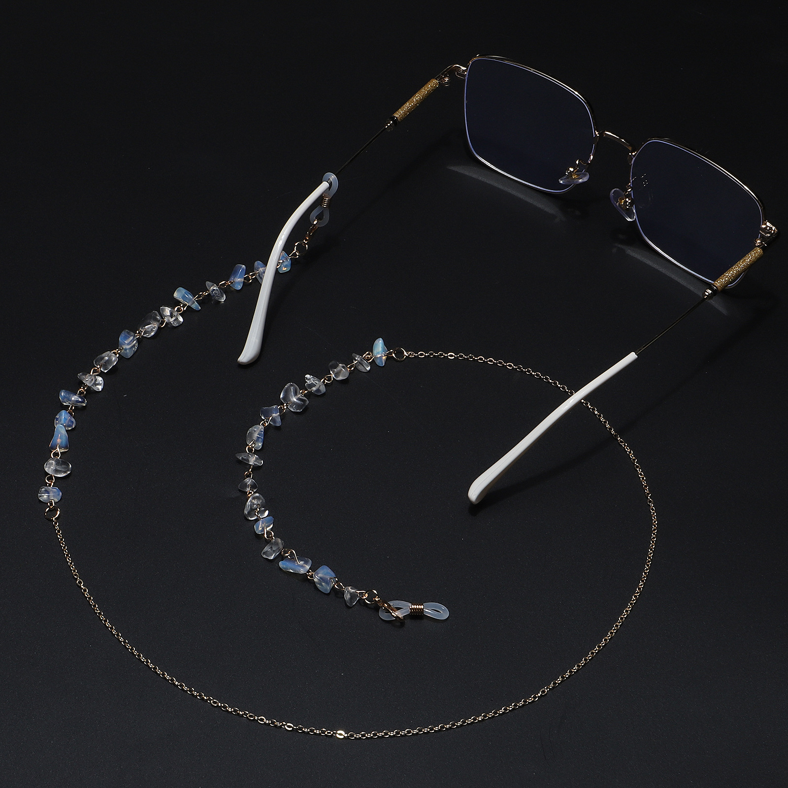 Fashion natural stone opal handmade glasses chainpicture2
