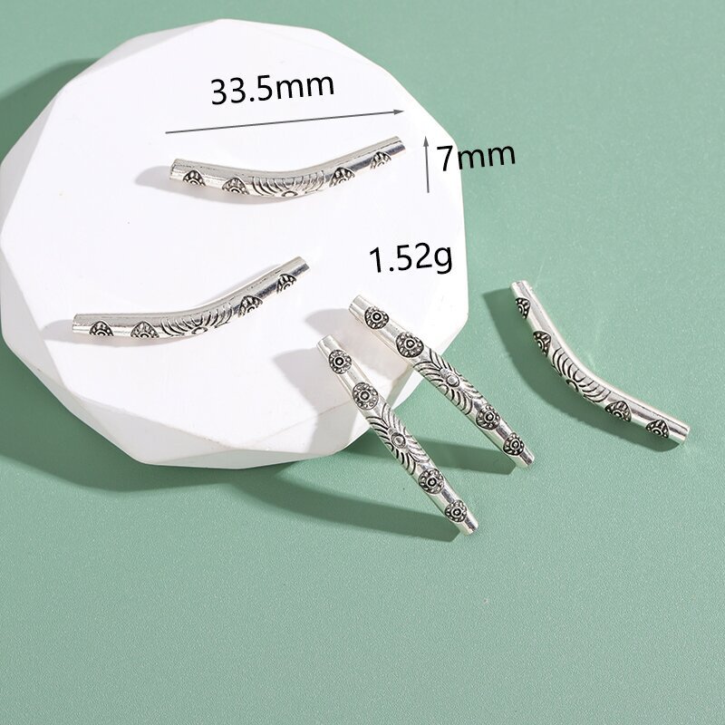 Ancient silver series Xizang silver elbow three-way lotus flower carved jewelry accessories factory direct supply bracelet necklace zinc alloy