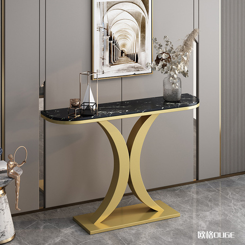 Luxury stone table for entrance hall, wall-mounted, modern and simple, half-circle, hotel end table, decoration for entrance hall 