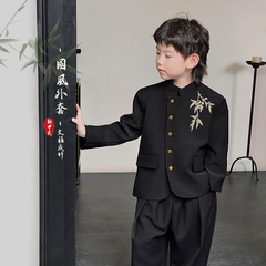 Boys' Set New Chinese Style Tangzhuang 2024 Spring Collection Retro Zhongshan Collar Jacket Casual Chinese Style Dropshipping One Piece