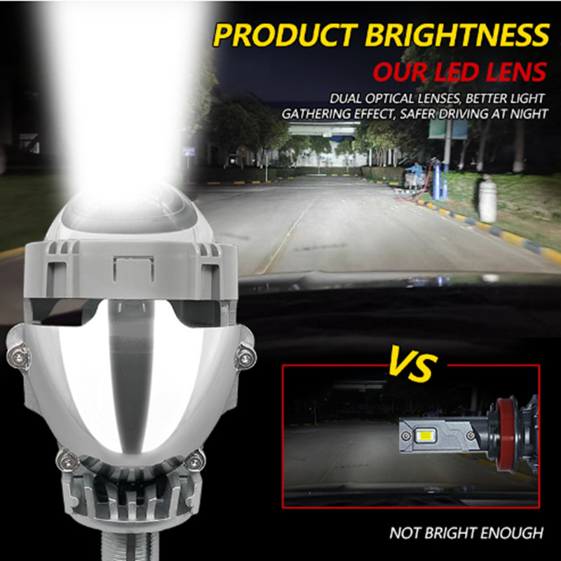 Lentes de doble luz LED para automóviles lente láser ojo de pez LED montaje no destructivo P10