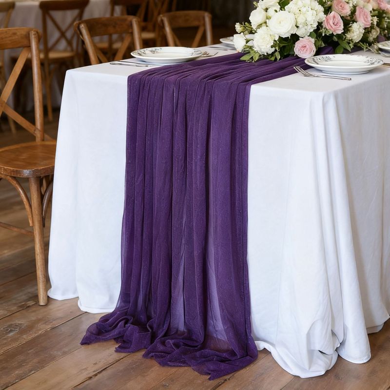 テーブルの旗のカーテンのカーテンの美人の糸のバリの紗の結婚式の誕生日のパーティーの活動は食卓の縮みの布の雪のテーブルクロスを飾ります。|undefined