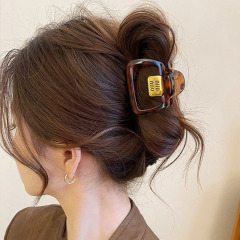 スクエアレターヘアグリッパー、高級後頭部ヘアクリップ、シンプルなハーフタイヘア、ハイポニーテールシャーククリップヘアアクセサリー、女性用