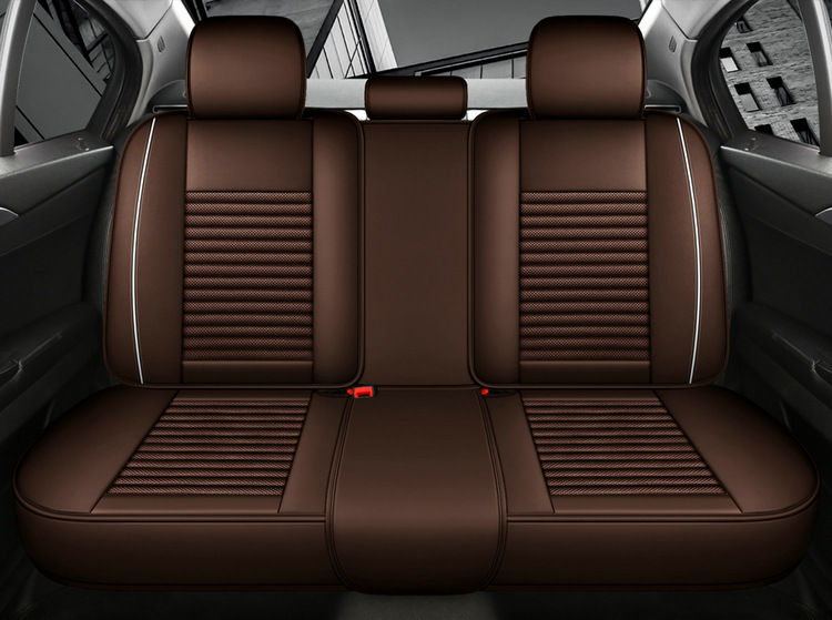 New Cross-Border Traffic Model Nappa Leather Car Seat Cushion, Universal Four-Season Cushion with Ice Silk, Five-Seater Full-Cover Machine-Woven Cooling Pad