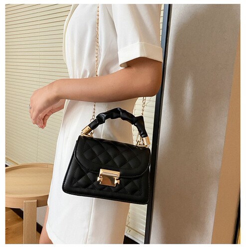 Popular versatile Instagram-style women's bags, trendy Korean fashion chain crossbody and top-handle small square bag