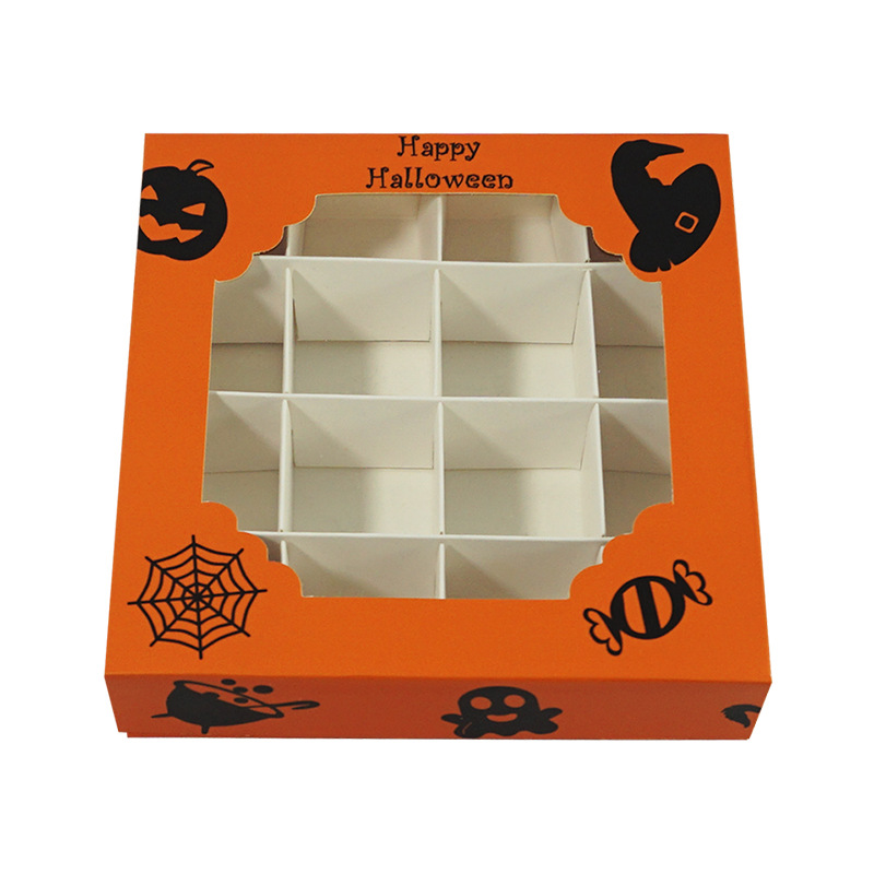 16格内托糖果巧克力蛋糕窗口纸盒万圣节糖果盒饼干蛋糕西点包装盒