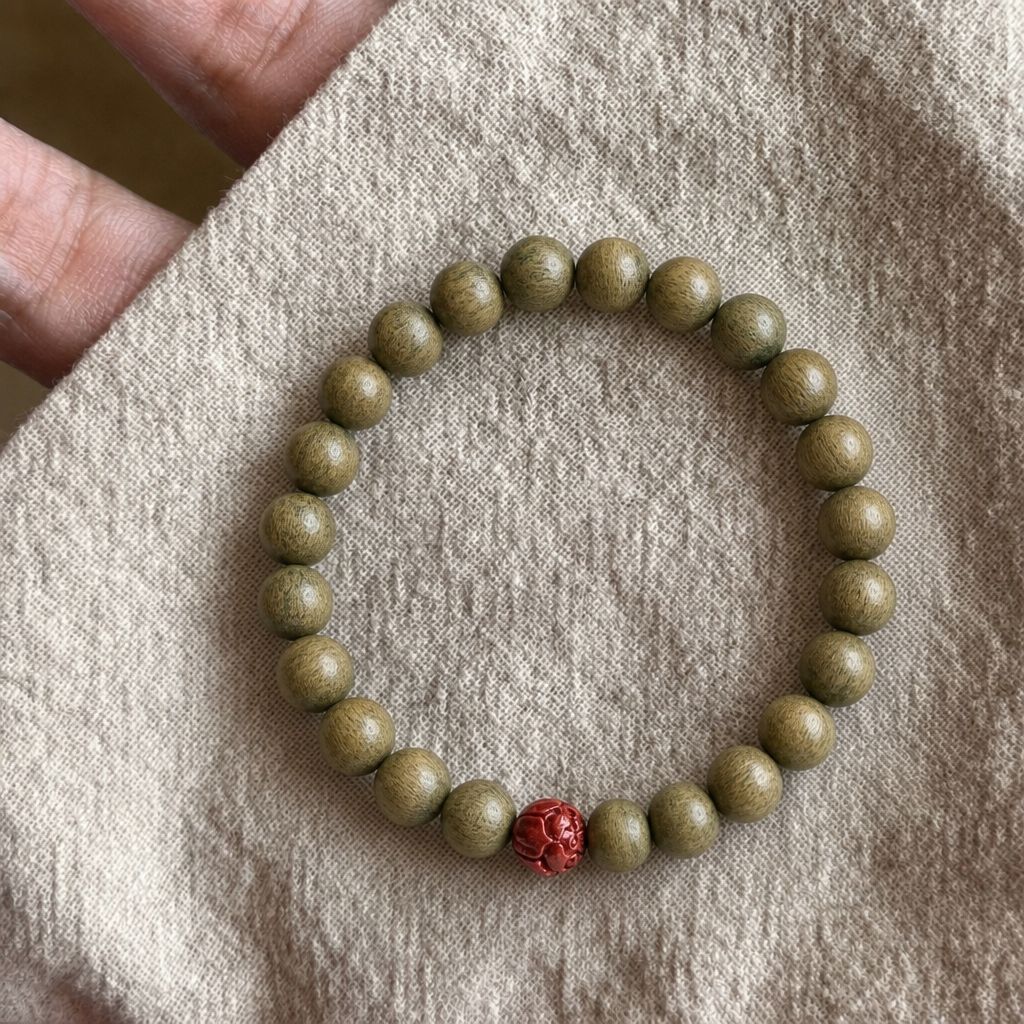 绿檀木朱砂手串8MM / 纯天然