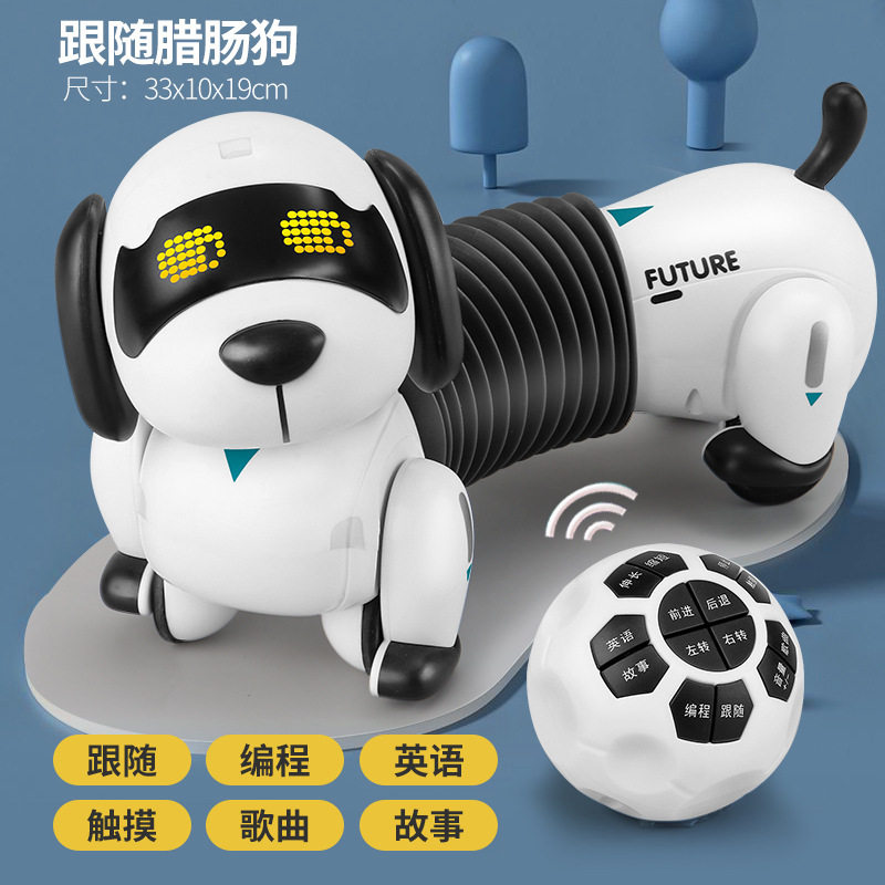 Seguimiento eléctrico de perro de salchicha inteligente robot de carga de control remoto puzzle mascota juguete perro niños regalos para niños y niñas