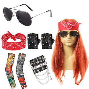 Cross-border explosions 70 s retro 80 party wig gold chain beard disco hip hop punk personality bracelet