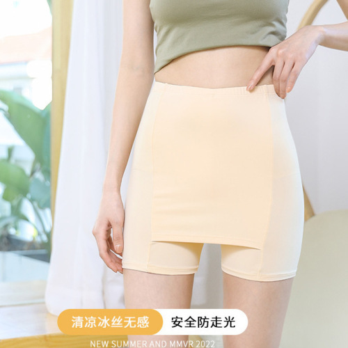 Designed ice silk double-layer safety pants cover the triangle area, seamless and anti-exposure, tireless edges, large size outer leggings