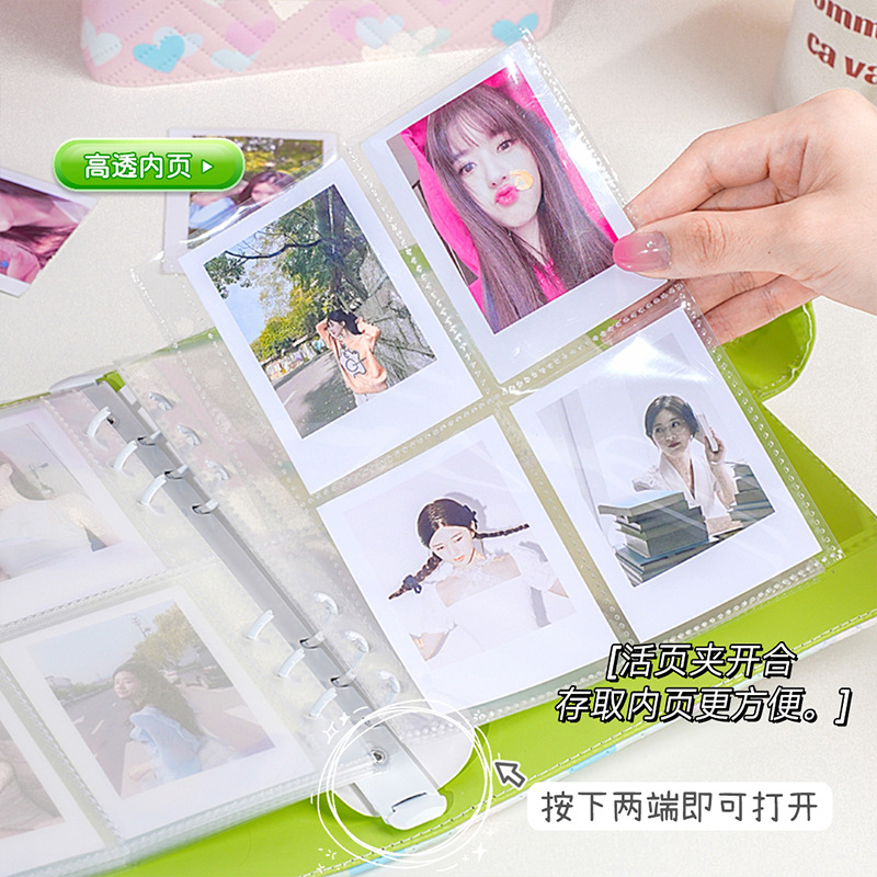 Nuevo libro de tarjetas de pu de cuero de amor 4 palacios libro de almacenamiento de tarjetas pequeñas estrella a4 álbum de crecimiento álbum conmemorativo de gran capacidad