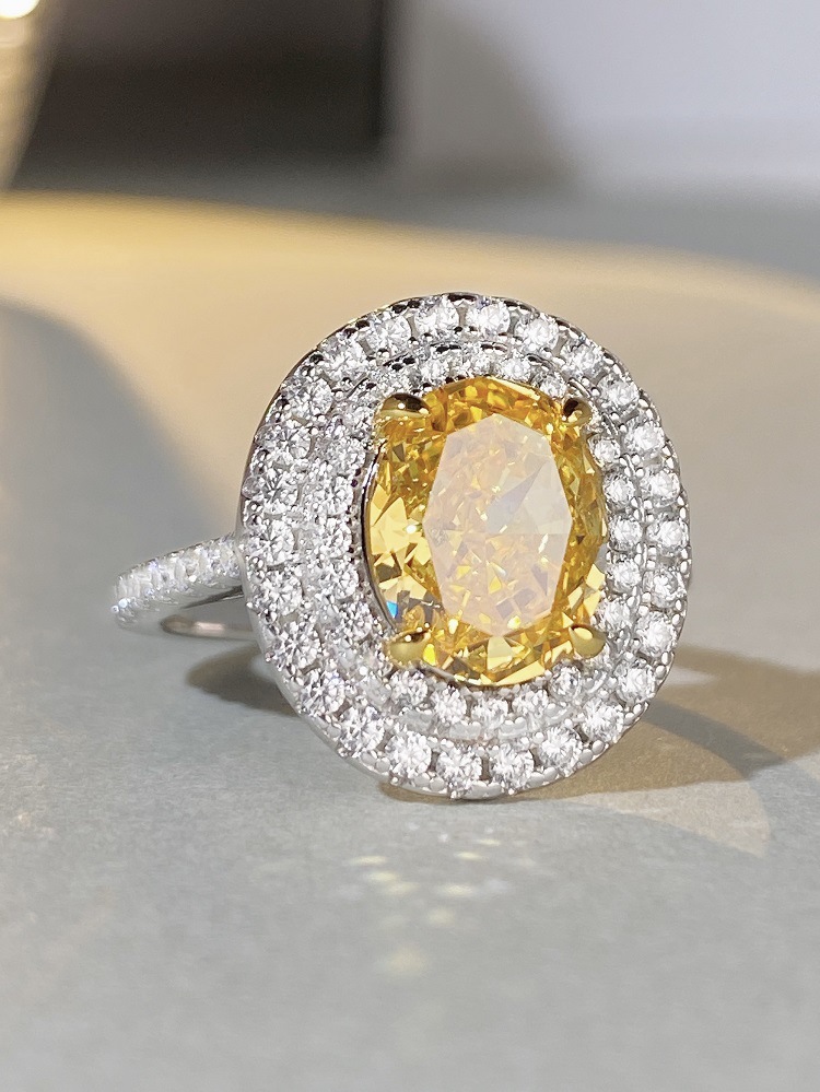 Fashion Oval Sterling Silver Inlay Zircon Rings 1 Piece