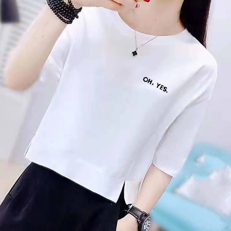 新しい半袖tシャツ女性夏の新しい上着がゆるい半袖ins潮高腰の短い白い体磊紅|undefined