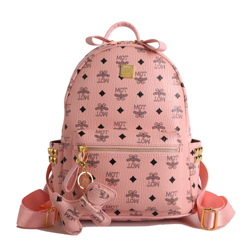 Mochila de moda coreana impresa para mujeres, mochila de clase para estudiantes universitarios, adornos colgantes, mochila de viaje de gran capacidad para mujeres