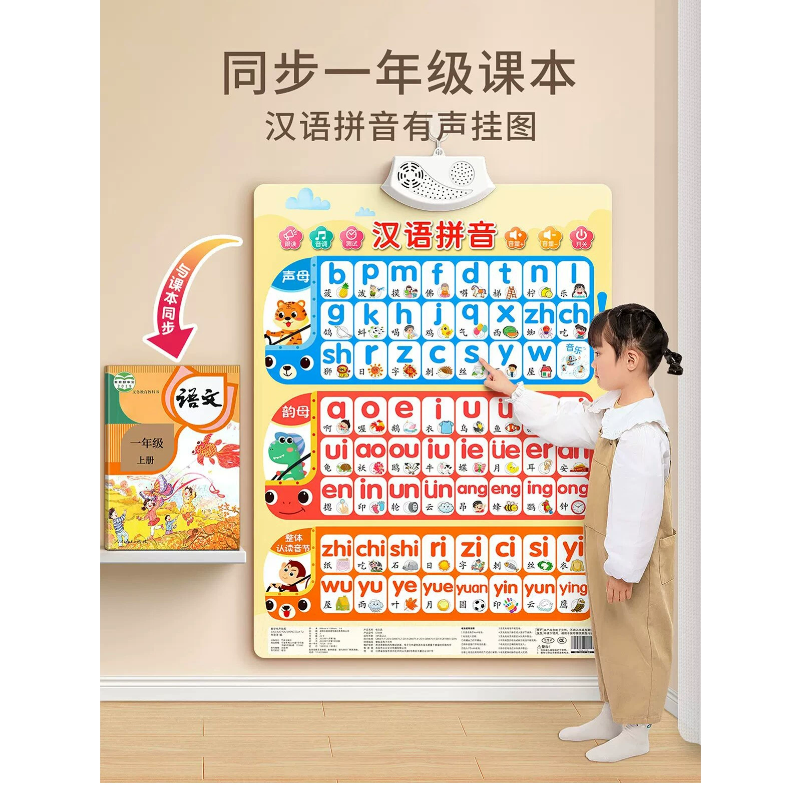 Китайский алфавит пиньинь настенный коллаж тренировочный звук настенный рисунок инициалы