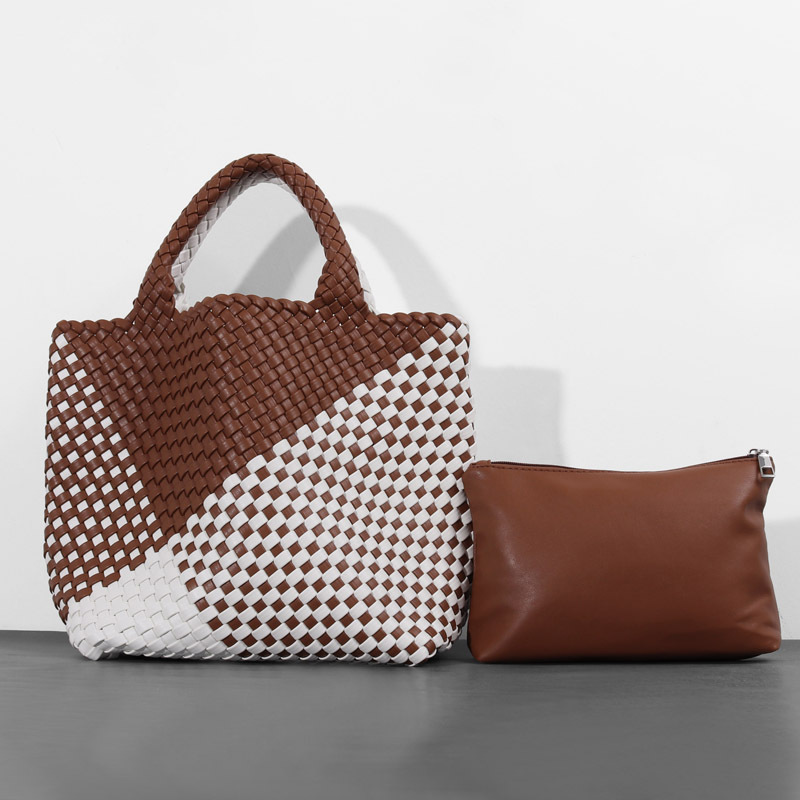 Bolso de cubo de cuero suave, bolso de tote tejido, bolso grande europeo y americano, bolso transfronterizo de comercio exterior de Amazon, bolso de canasta de verduras