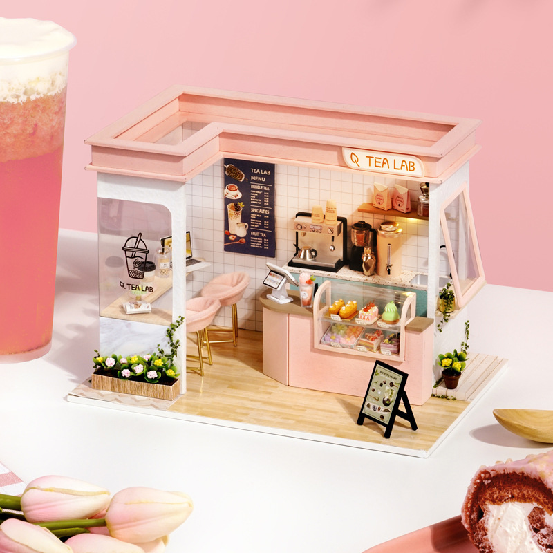 新しいスタイルの DIY 組み立てキャビンモデルミニチュアケーキショップミルクティーショップデザートショップ手作り組み立てギフト|undefined