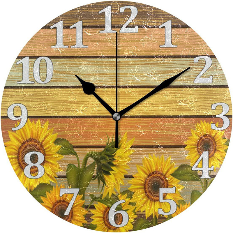 Factory direct sunflower wall clock mute clock flower digital clock clock living room mute wall clock direct wholesale