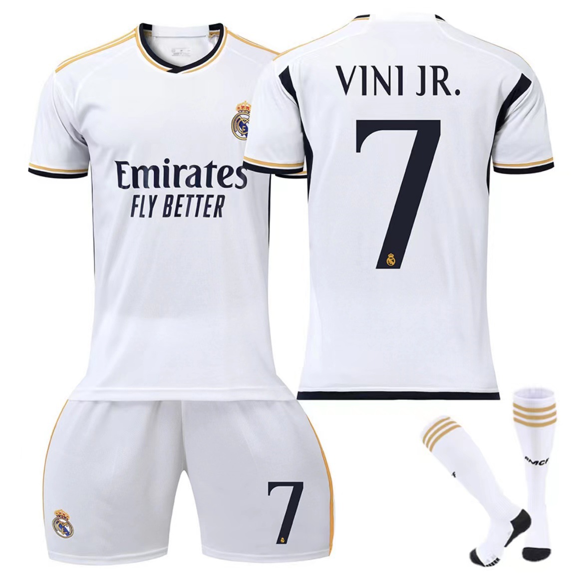 Venta al por mayor 23-24 Real Madrid Jersey N ° 5 Bellingham N ° 7 Vinius adultos niños traje de uniforme de fútbol