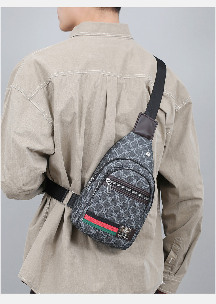 Outdoor men's chest bag, crossbody bag, travel shoulder bag, large-capacity leather bag, sports small backpack, multi-functional men's bag undefined