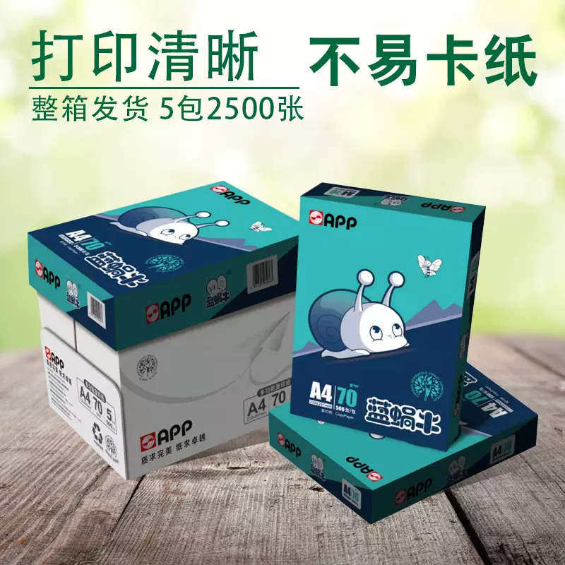 A4复印纸70克打印纸500张办公用纸双面防静电整箱复印纸