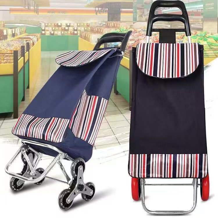 Grocery Cart, Small Pull Cart, Portable Household Shopping Cart, Lightweight Stair-Climbing Folding Cart, Hand-Pulled Cart, Small Push Cart, Trolley Cart