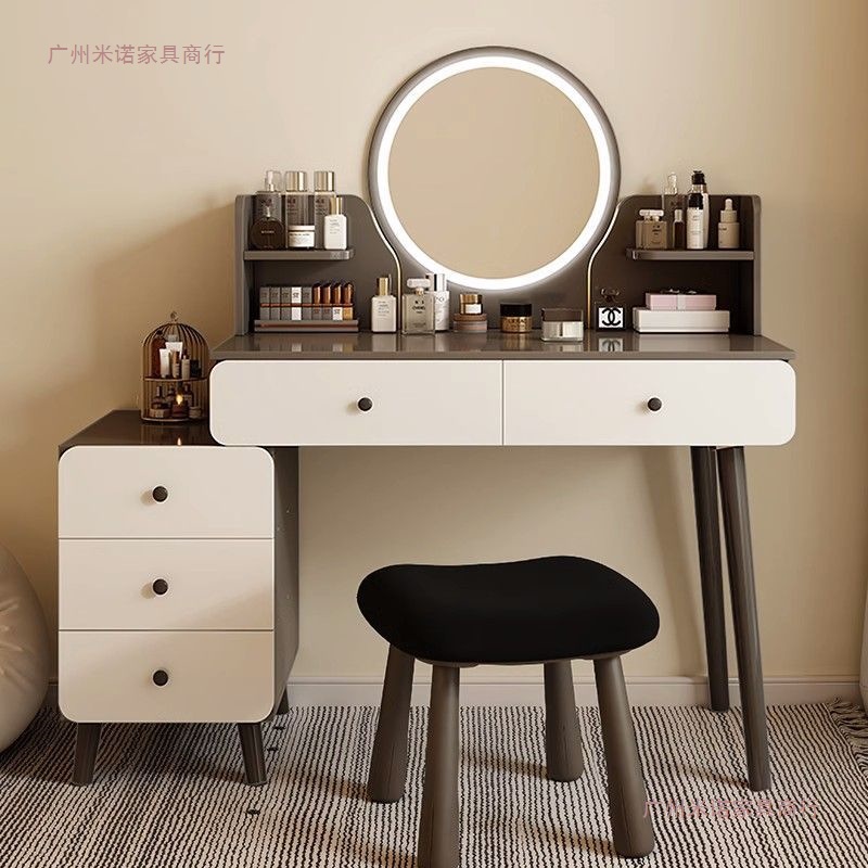 Dressing Table New Modern Simple Makeup Table Small Storage Cupboard Integrated Mirror Storage Makeup Cabinet