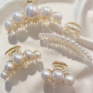 Pearl card hair grabbing the back of the head of the head, grab the female summer hair clip headwear, Korean hair accessories shark clip