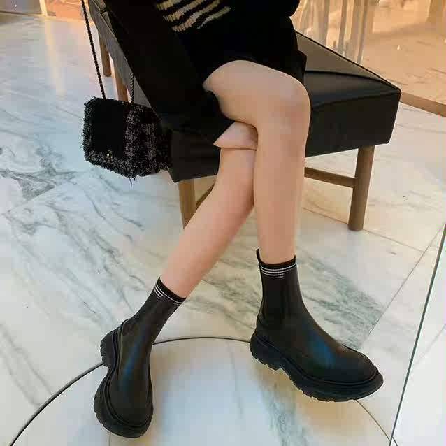牛皮版~增高真皮松糕厚底骑士靴女士高筒靴子弹力长靴高跟长筒靴|undefined