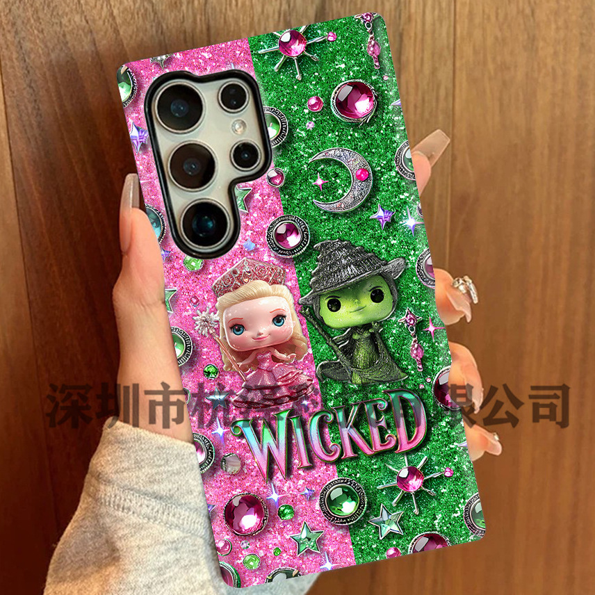 亚马逊卡通拼色粉绿娃娃适用三星S25菲林二合一手机壳S24防震外壳