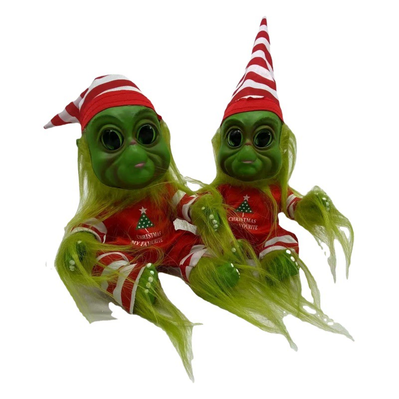 Трансграничная кукла Креативная плюшевая кукла Гринч-эльф Рождественская кукла Гринч Рождественский подарок Зеленые волосы Монстр