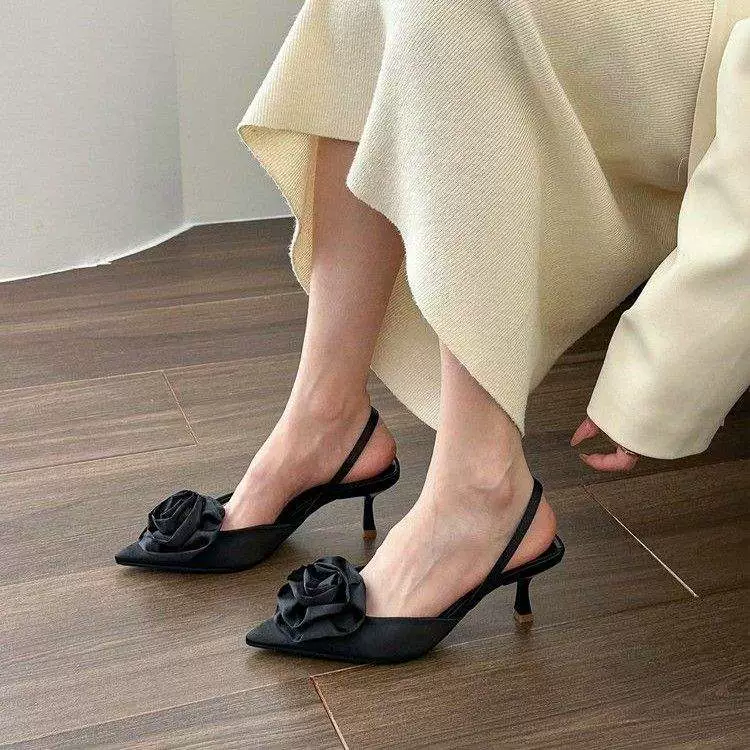 Женские туфли на высоком каблуке в стиле французской моды 2025, новые элегантные босоножки на каблуке-шпильке с острым носком, модные туфли на шпильке