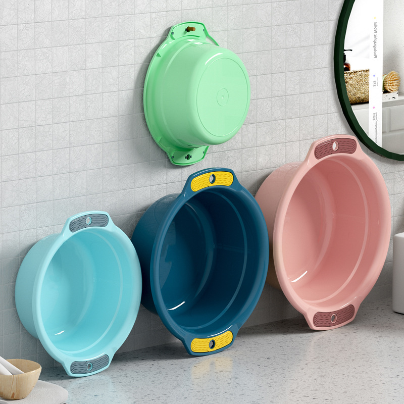Thickened dual-ear face basin for home use, large and small size baby face basin, student dormitory laundry basin, vegetable washing, foot washing plastic basin