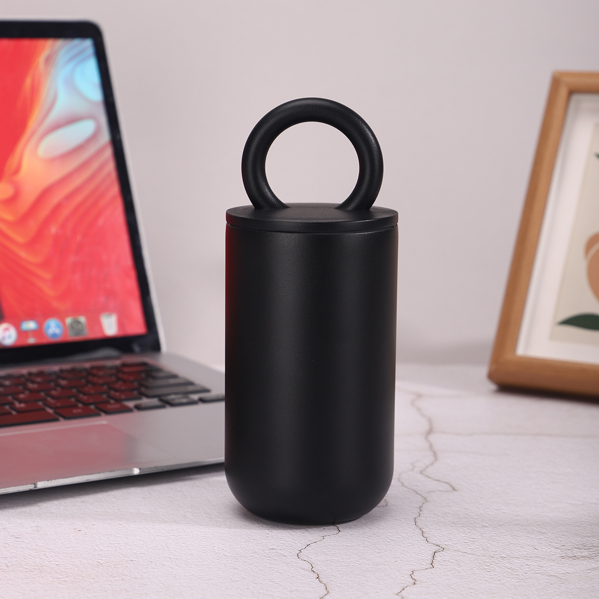 New 304 Stainless Steel Insulated Double-Layer Vacuum Top Quality Ring-Shaped Portable Coffee Cup, Convenient For Office Use_voghion.com