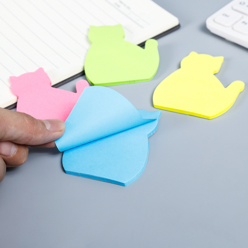 30g Weight 1 Piece Quantity Learning Occasion Animal Pattern Cute Style Cute Cartoon Cat-shaped Sticky Notes Office Note Paper Wholesale 4