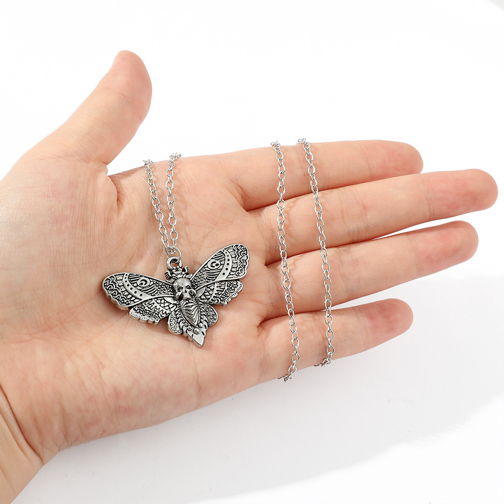 Collier pendentif papillon de mort halloween unisexe_voghion.com