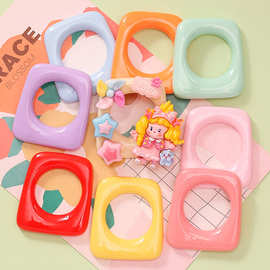 彩色不规则镂空框框 diy奶油胶钥匙扣吊坠发夹 树脂饰品配件材料